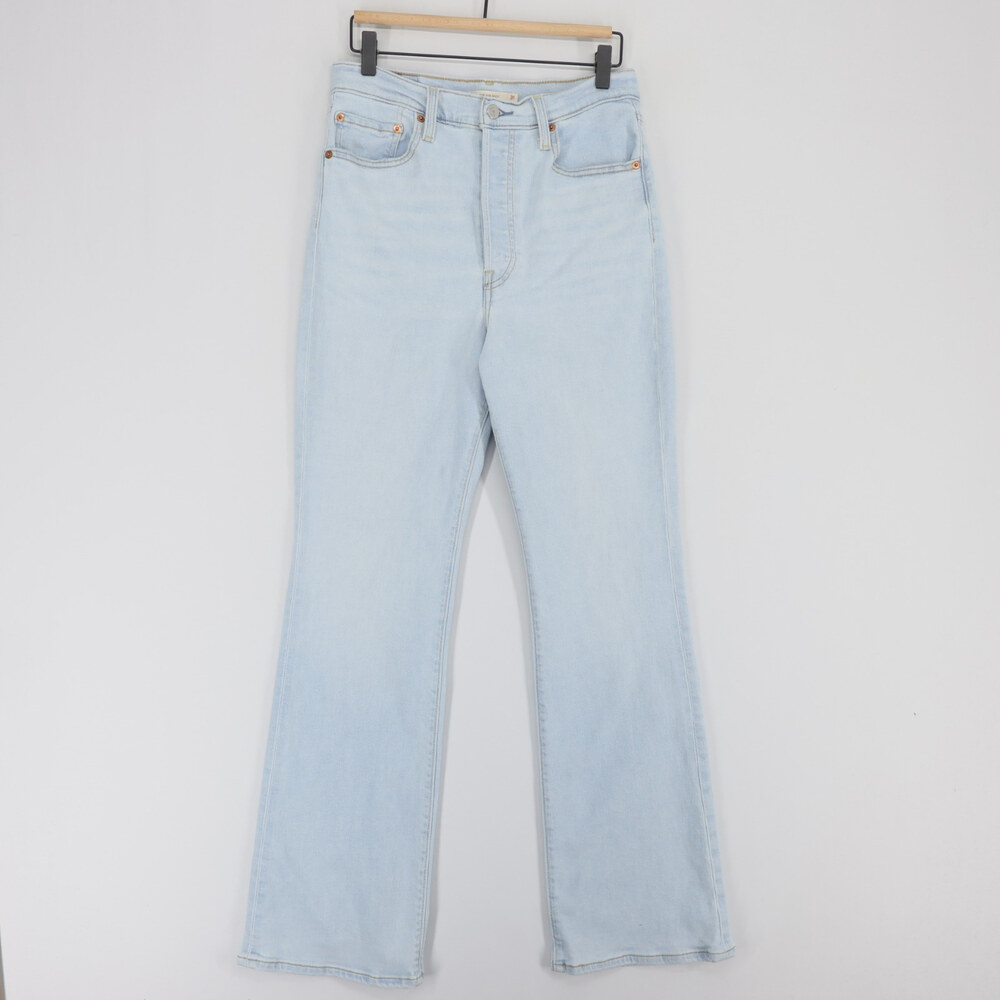 Levis Ribcage Boot Jeans Womens 31 Light Blue High Rise Bootcut Button Fly Denim